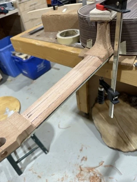 The neck is slowly and carefully rounded