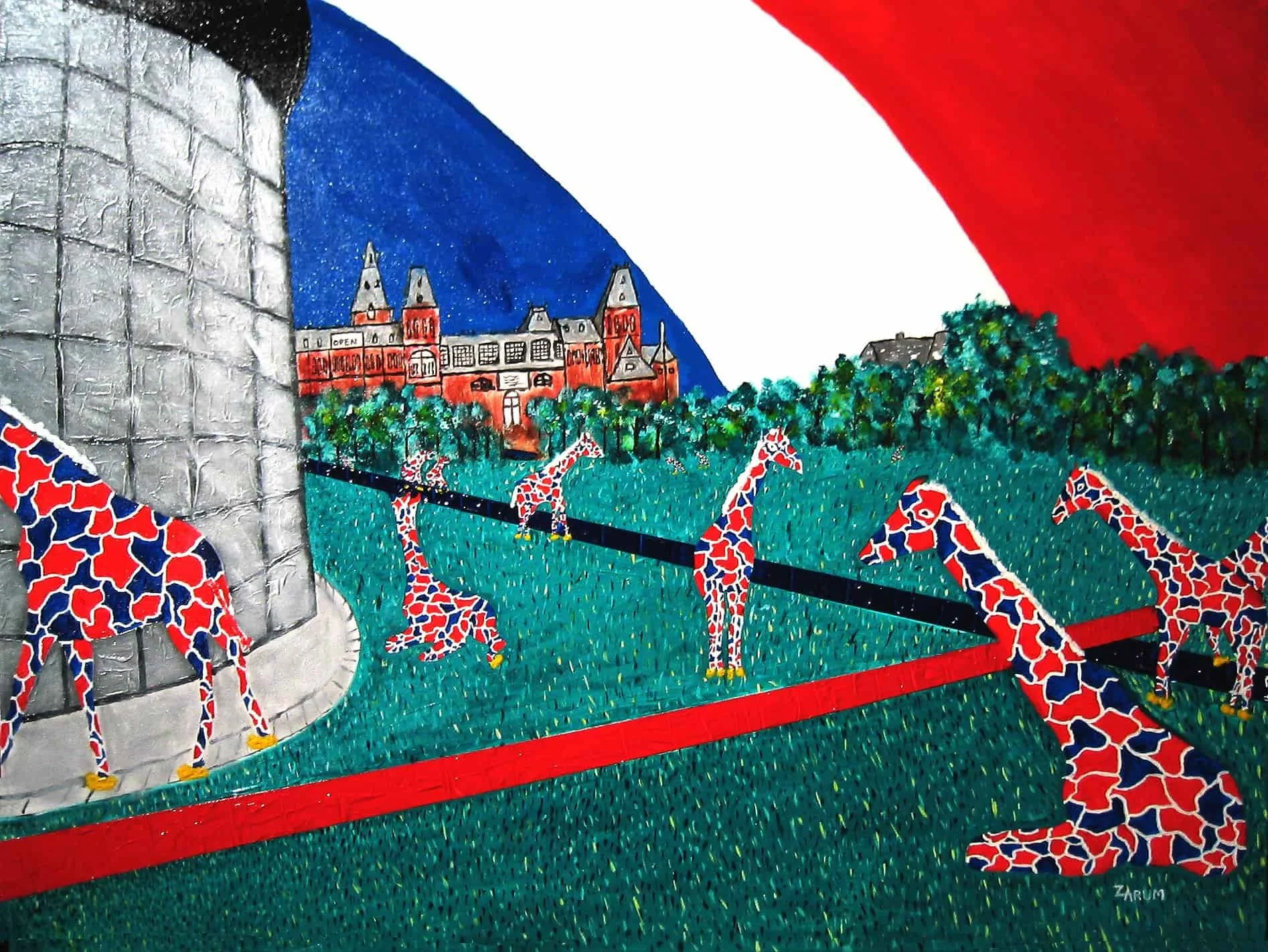 Title: Giraffes on the Museumplien
Medium: Acrylic on Canvas
Size: 60cm X 80cm