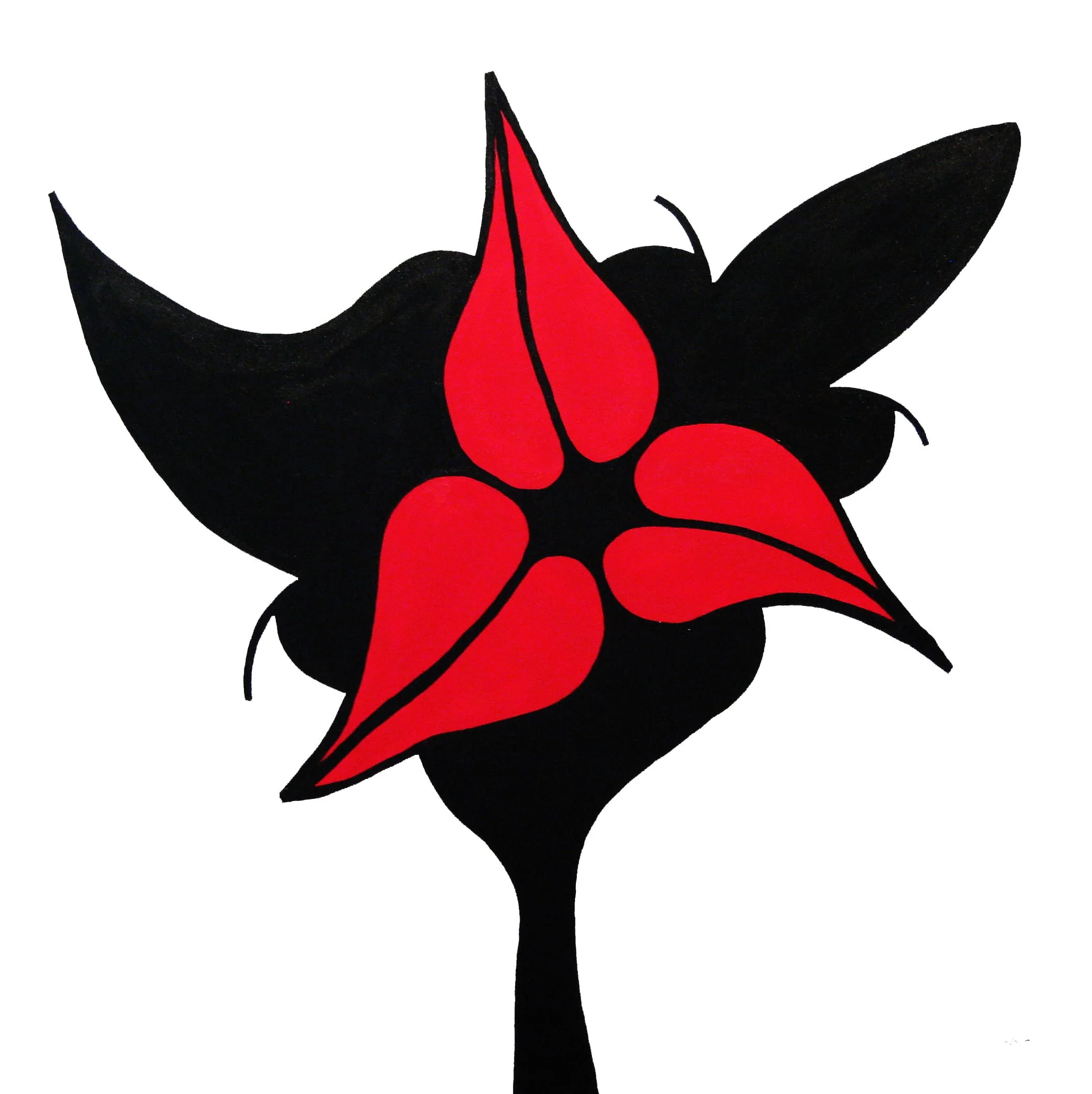 3 faces, each meeting at the lips. The painting has an effect of looking like a flower. In this case, a White Trillium,  the official flower of the Province of Ontario, Canada.