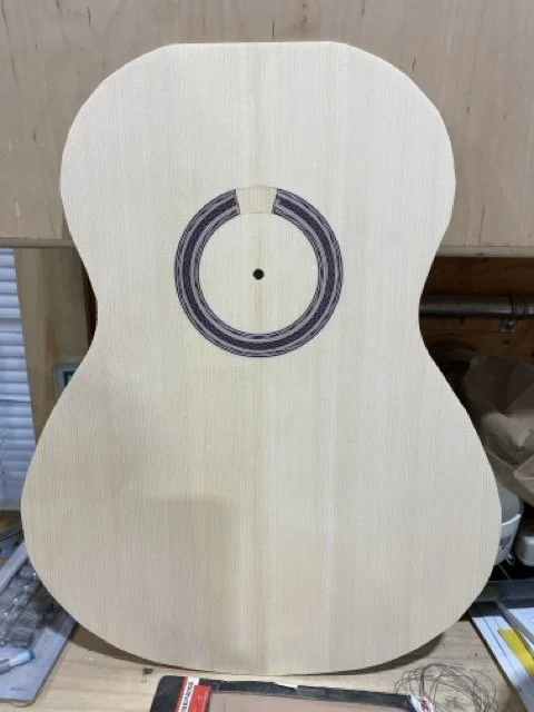 The soundboard and completed rosette