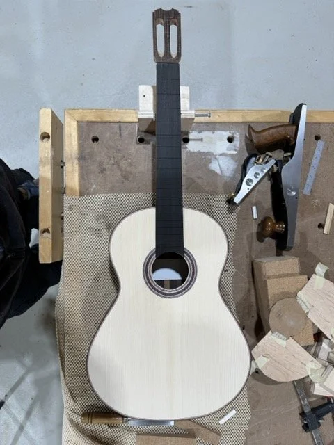 Fret board ready to receive the frets