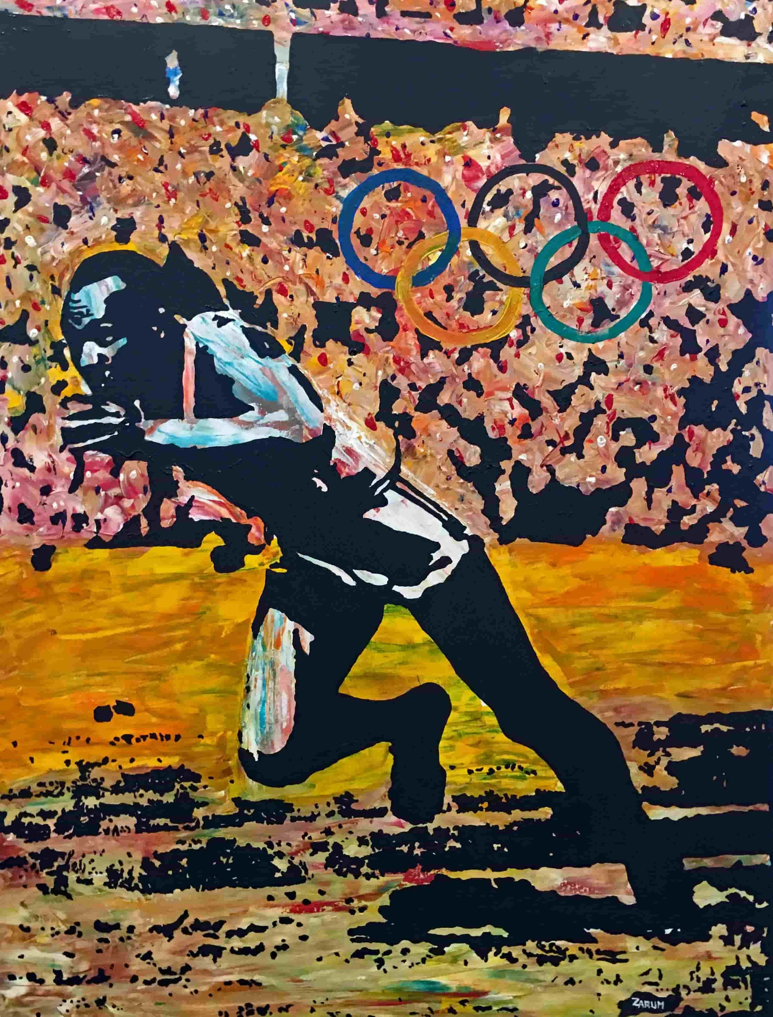 Title:Jesse Owens
Medium: Acrylic on Canvas
Size:91cm X 122cm