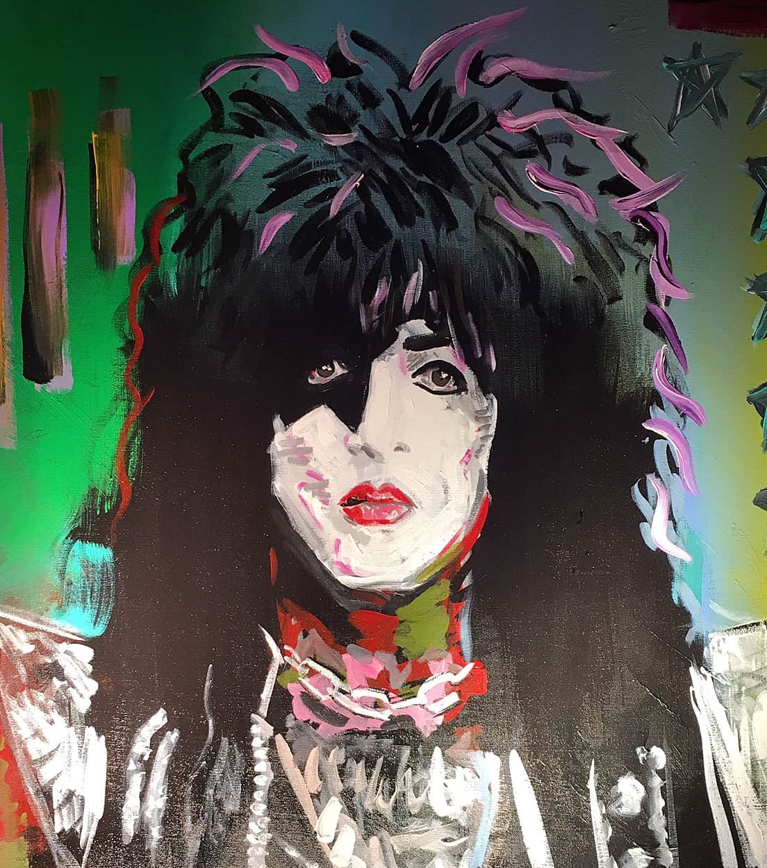 a Paul Stanley painting of himself as KISS member in make up. 