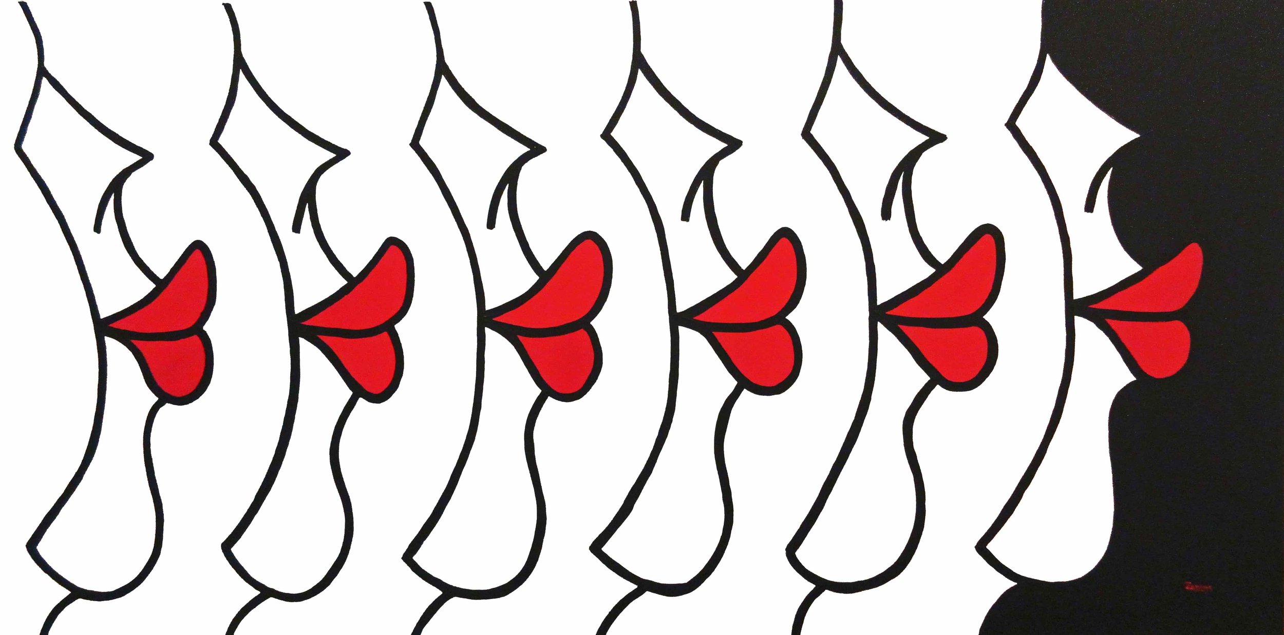 Title: 6  Lips Curved
Medium: Acrylic on Canvas
Size: 182cm X 91cm
