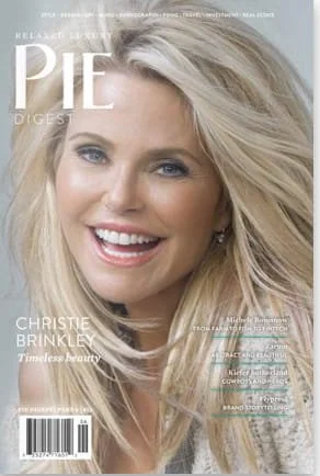 The cover of PIE Magazine with Christie Brinkley on the cover and a feature article on the artist ZARUM inside.