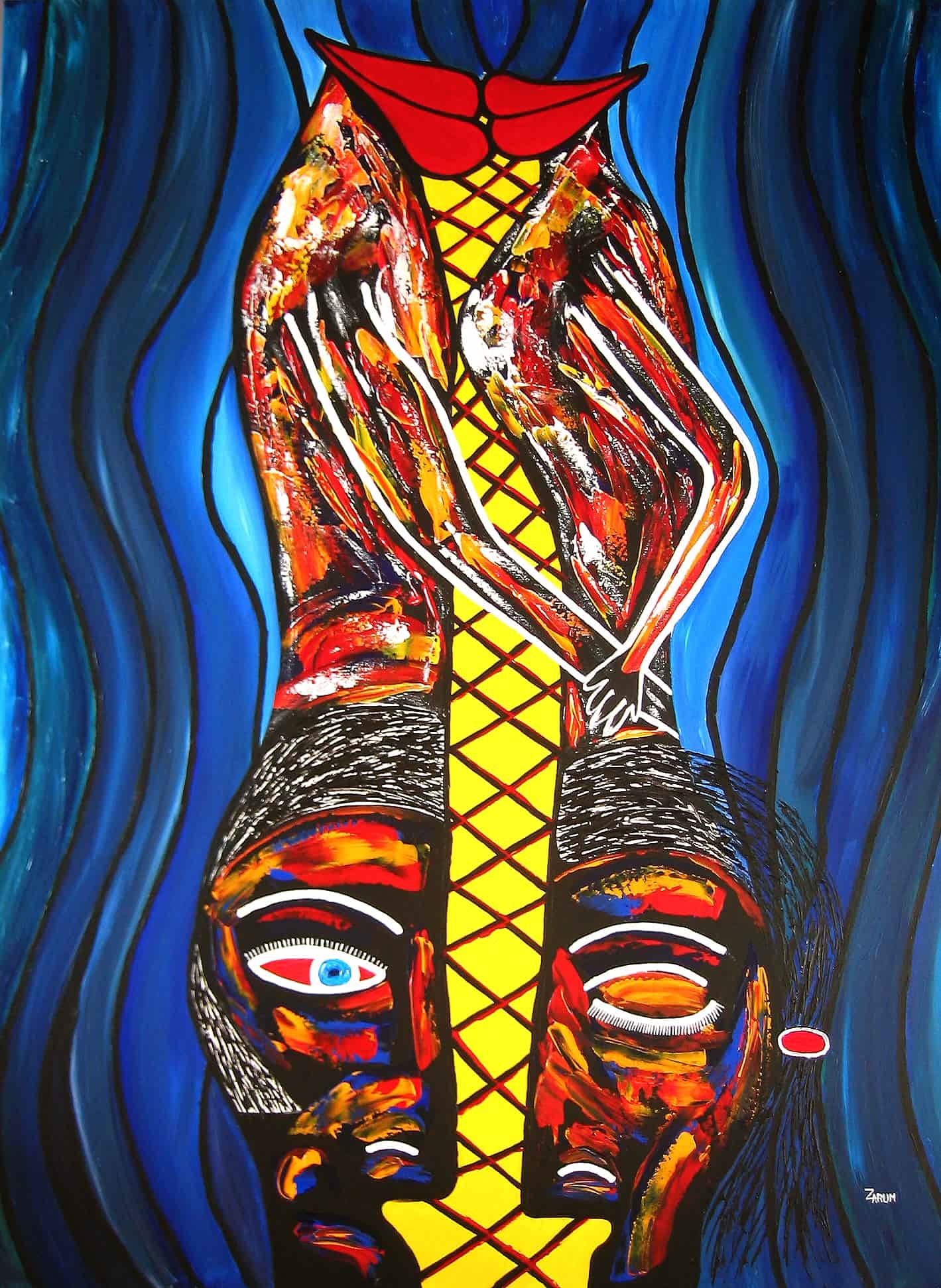 Title: Sleeping Beauty     Medium: Acrylic on Canvas      Size: 130cm X 97cm

Sleeping Beauty: My vision of the classic tale of the kiss from the prince that awoke the sleeping beauty.