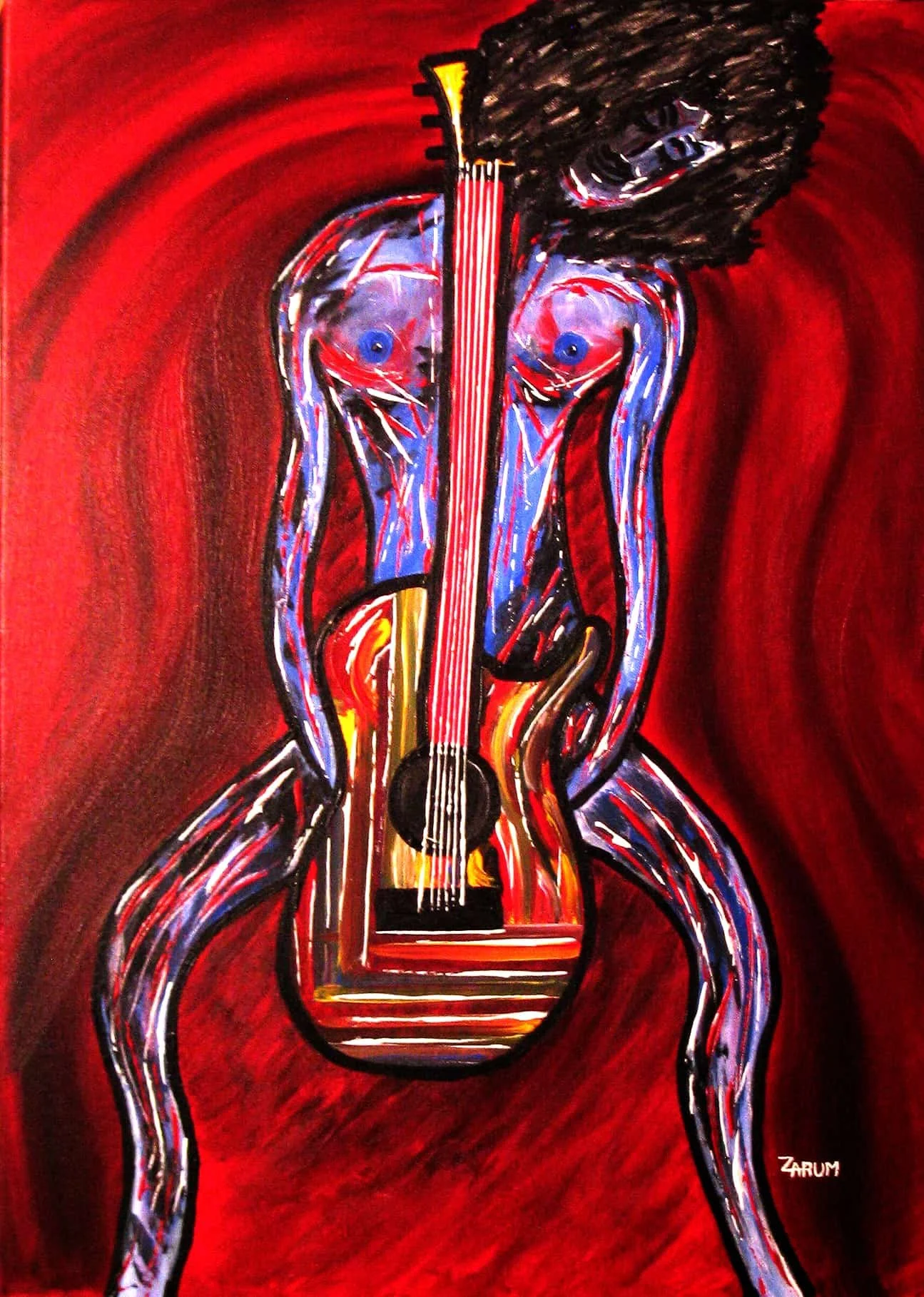 Title: Making Music     Medium: Acrylic on Canvas      Size: 70cm X 50cm

Making Music:  Making music is  like making love. You experience a wide range of sensual feelings, emotions, textures, passions and ultimate satisfaction when it all comse toge