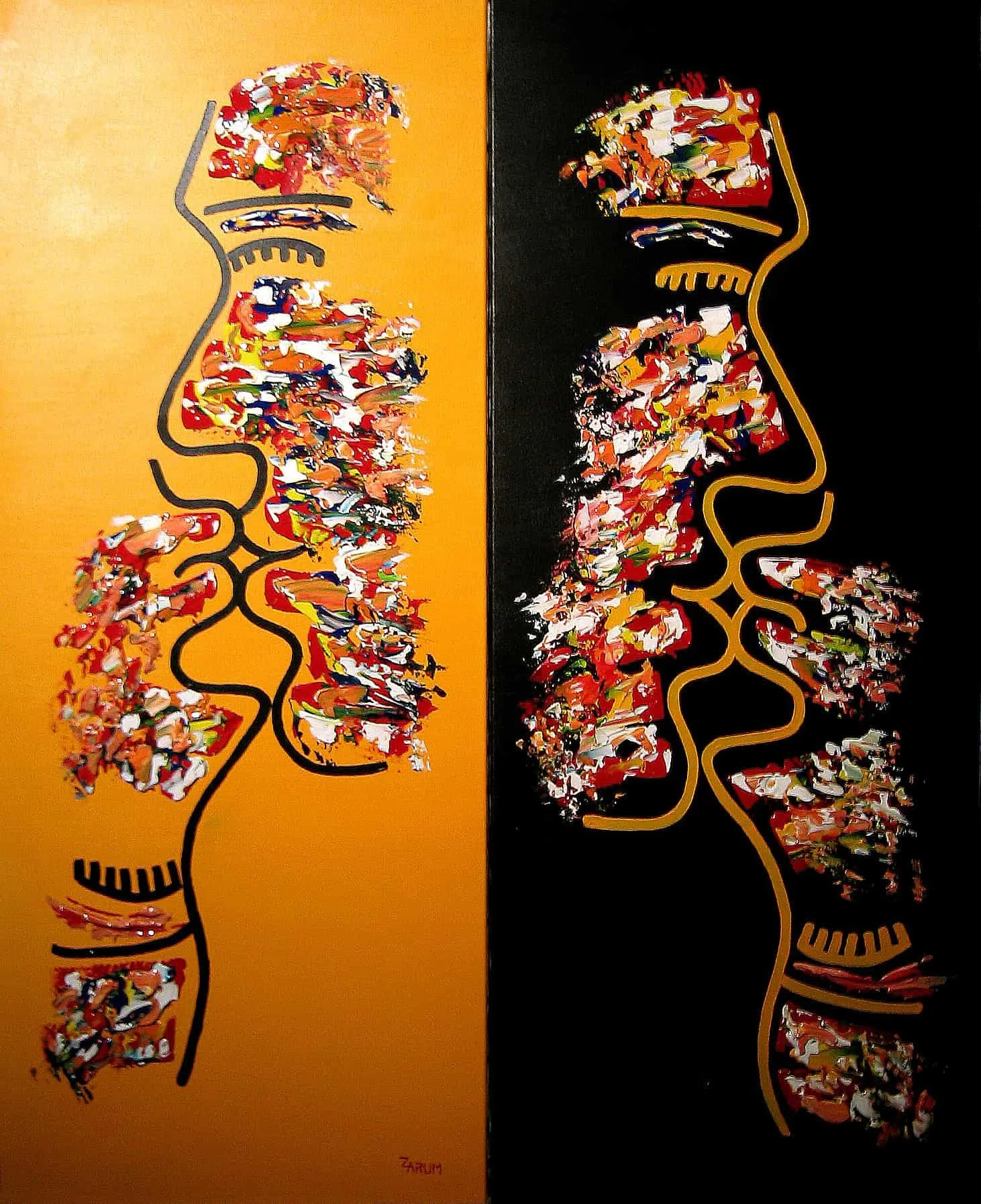 Title: Kissing
Medium: Acrylic on Canvas
Size: 2x 100cm X 40cm