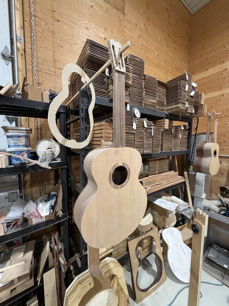 The front of the acoustic guitar after removal from the mold.