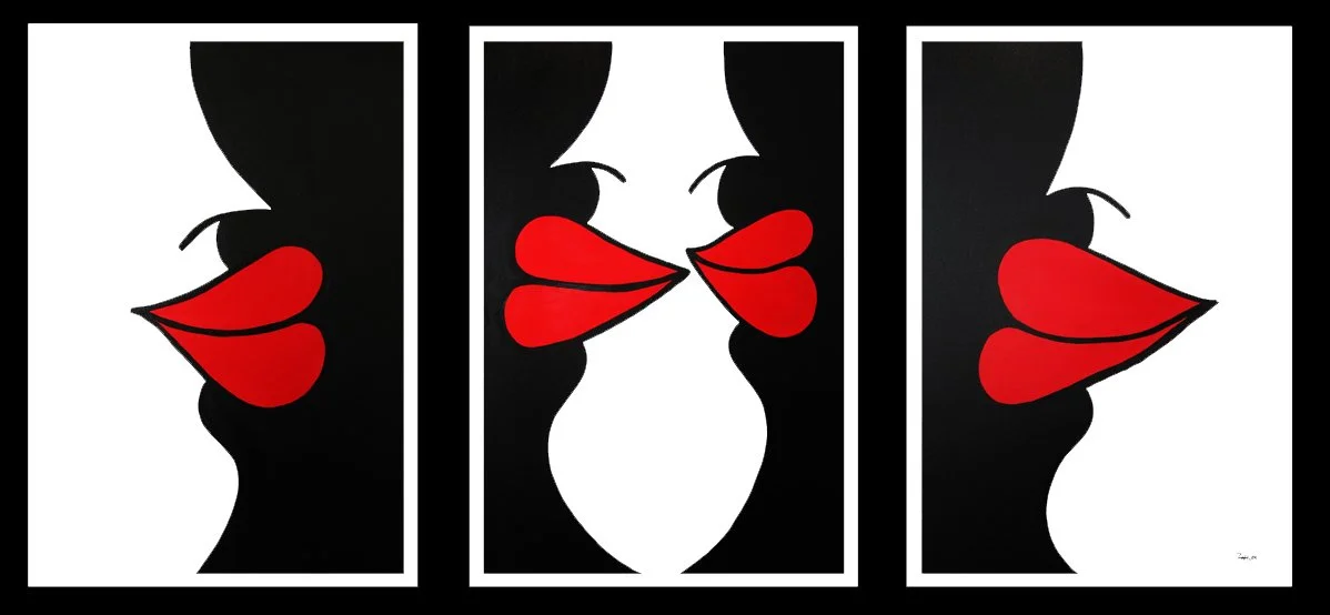 Title: Lips Triage
Medium: Acrylic on Canvas
Size: 3 Canvases  61cm X 91cm each