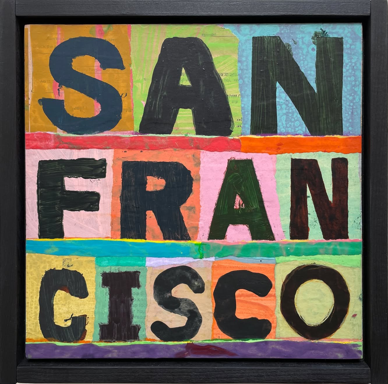 My "SF" mixed-media collage is included in an auction to help raise money for the San Francisco-Marin Food Bank @sfmfoodbank, which is currently providing fresh groceries to 36,000 households each week! At least 35% of each sale will go to 