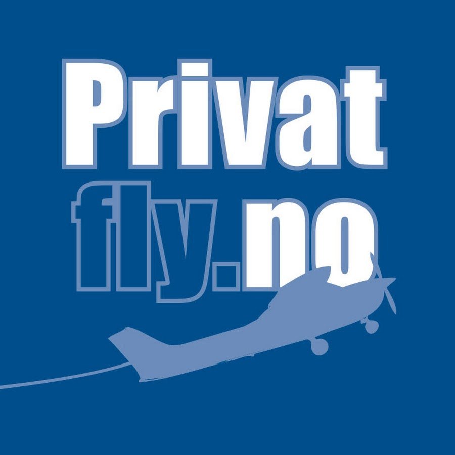 En logo med teksten 'PrivatFly.no' på en blå bakgrunn, med en flyillustrasjon under teksten.