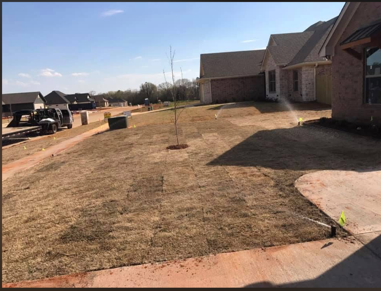New irrigation install & landscape install in the frontyard of a house.