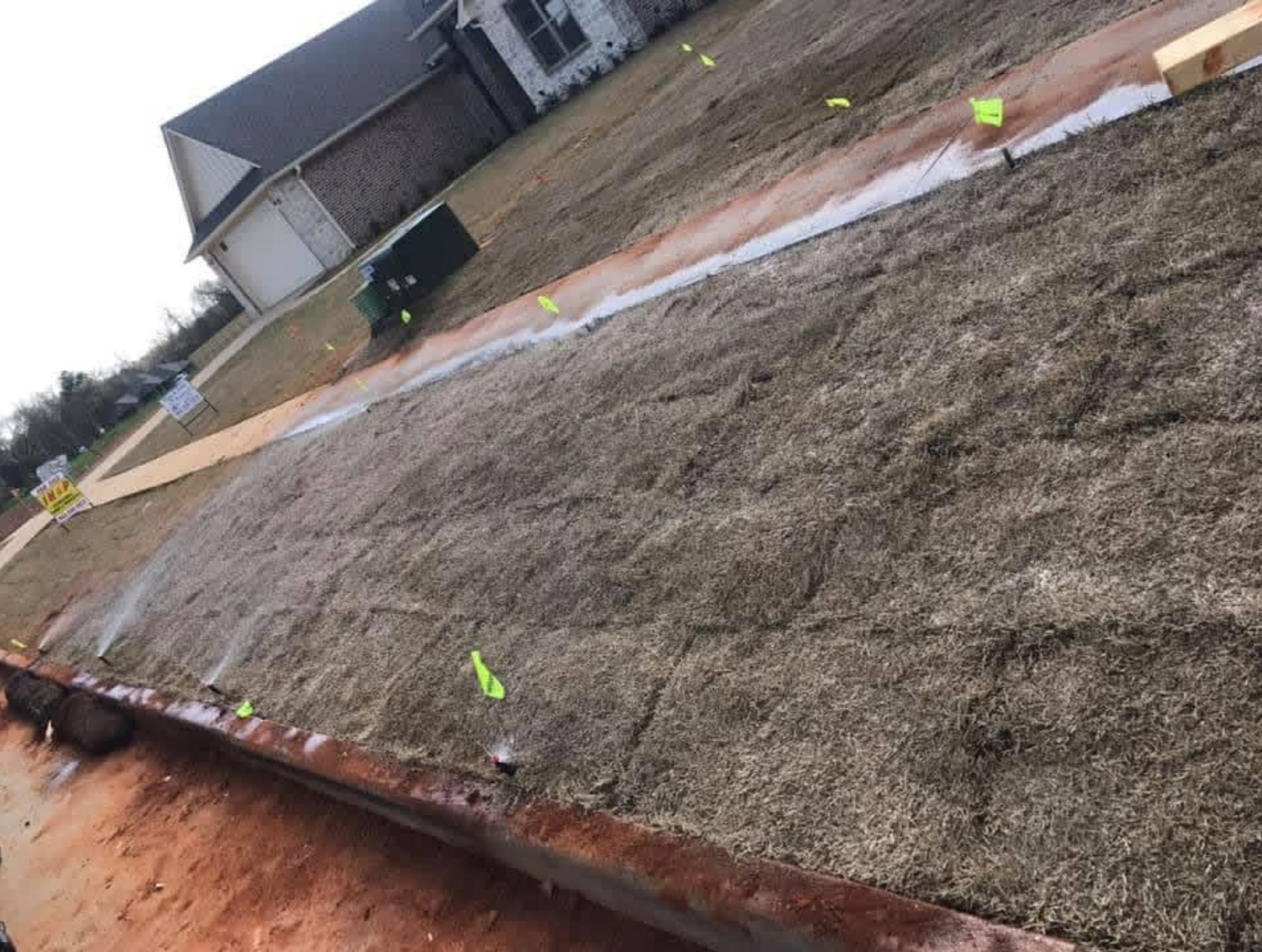 New irrigation & landscape install on the near the walking path of a neighborhood.