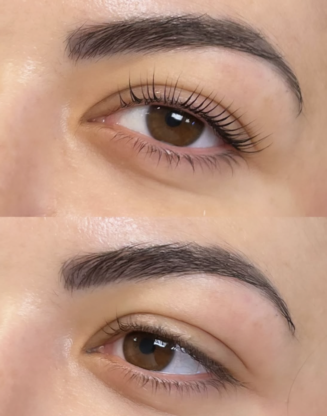 Lash lift before and after in San Diego showing lifted, defined lashes