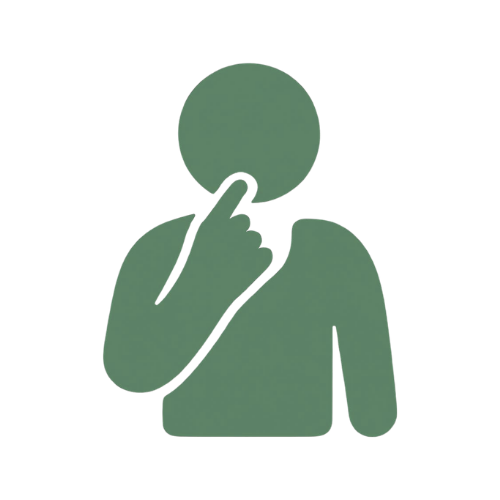 Icon of a person with a finger on their chin, indicating thinking or contemplation.