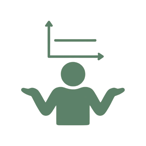 A person with open arms standing in front of a graph.