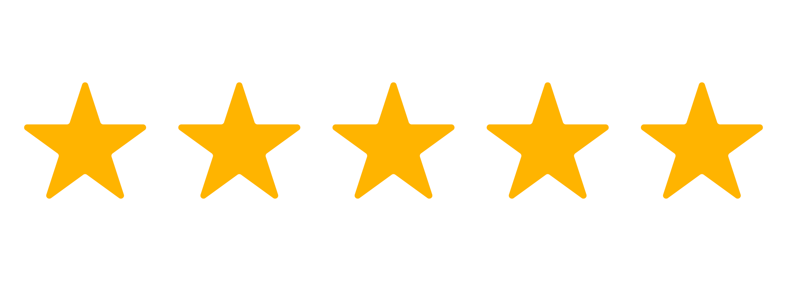 Five yellow stars with black outline rating symbol.