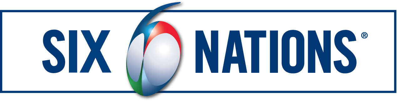Logo of Six Nations rugby tournament, featuring the words 'Six Nations' and a stylized globe with the colors green, white, red, and blue.