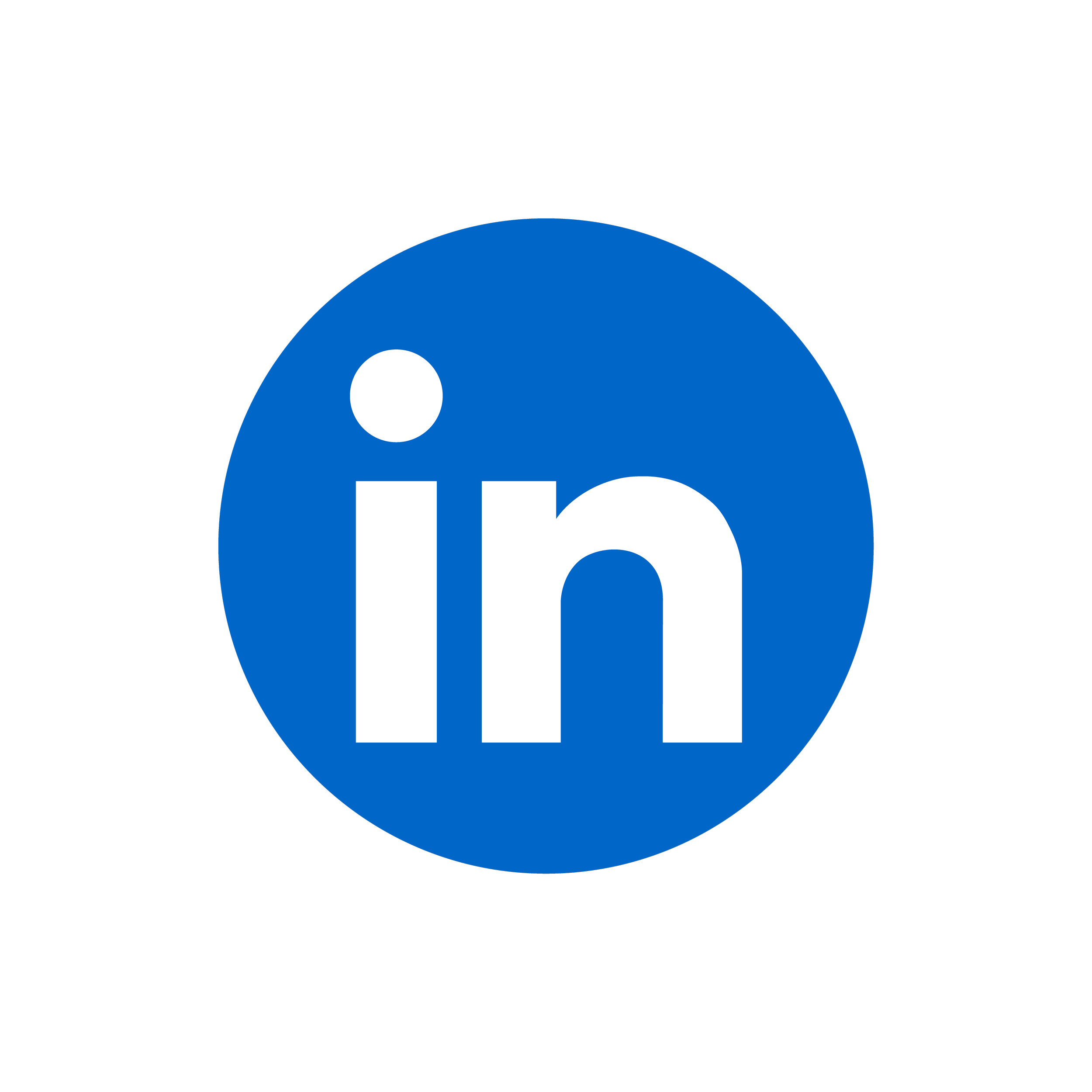 LinkedIn logo with white lowercase letters "in" inside a blue circle.