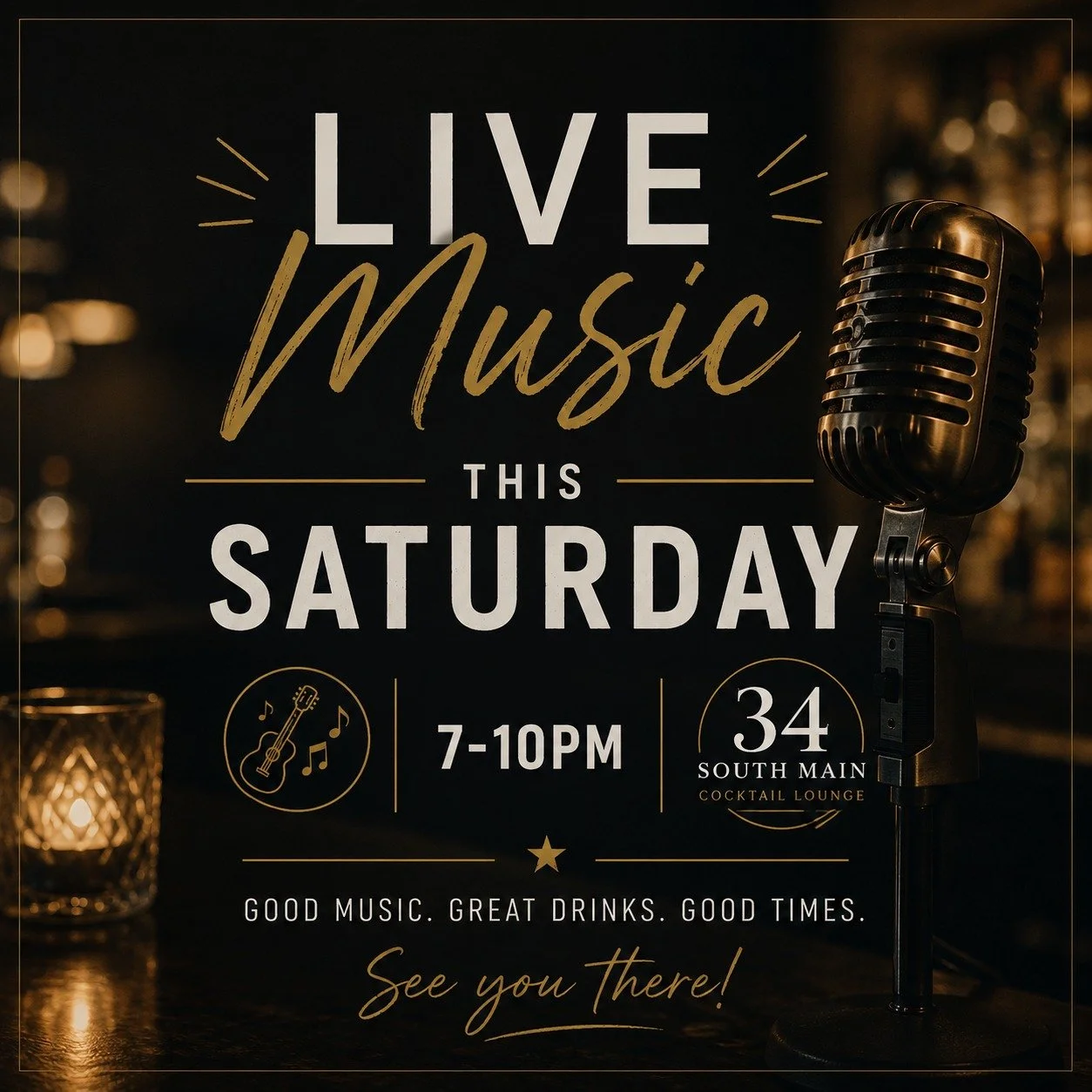 Saturday nights are better with live music and great cocktails.

Join us this Saturday from 7&ndash;10 PM as Jillian Riscoe takes the stage at 34 South Main. Whether you&rsquo;re planning a date night, meeting up with friends, or just looking for a p