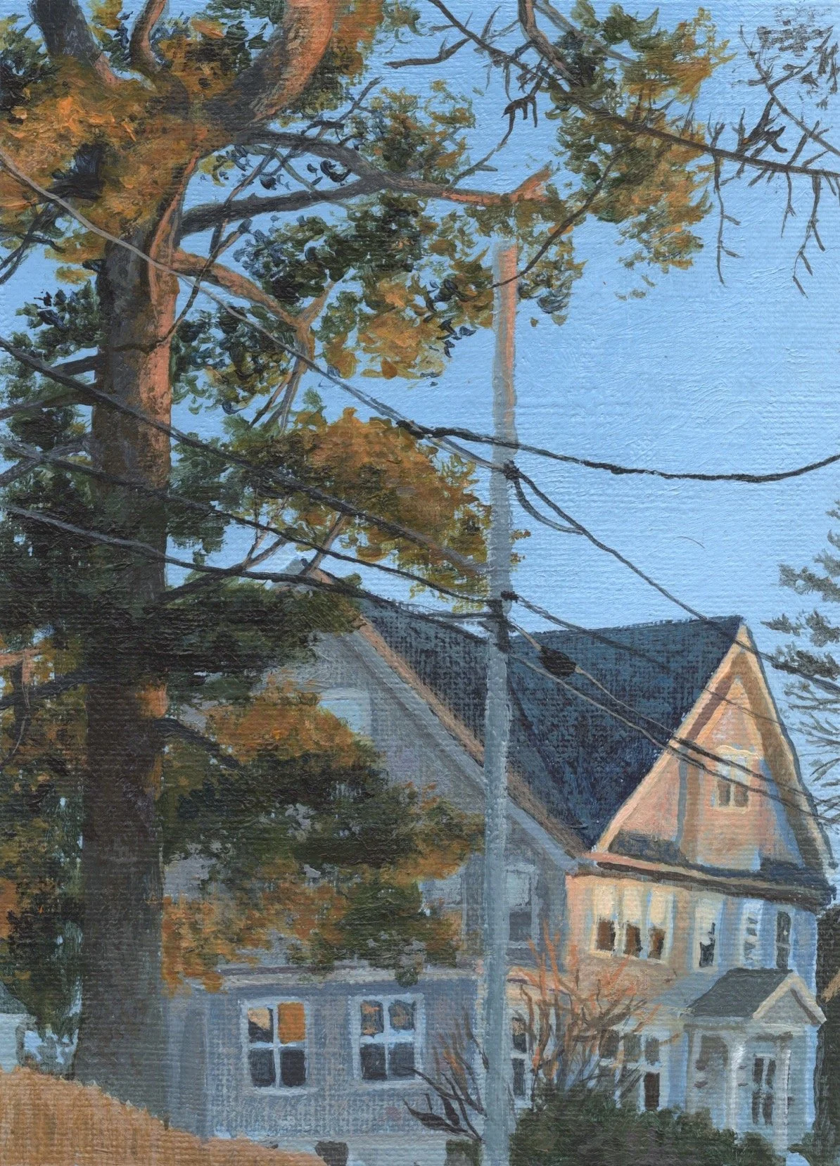 "Evnening Walk," Acrylic on canvas paper, 4"x6", 2023