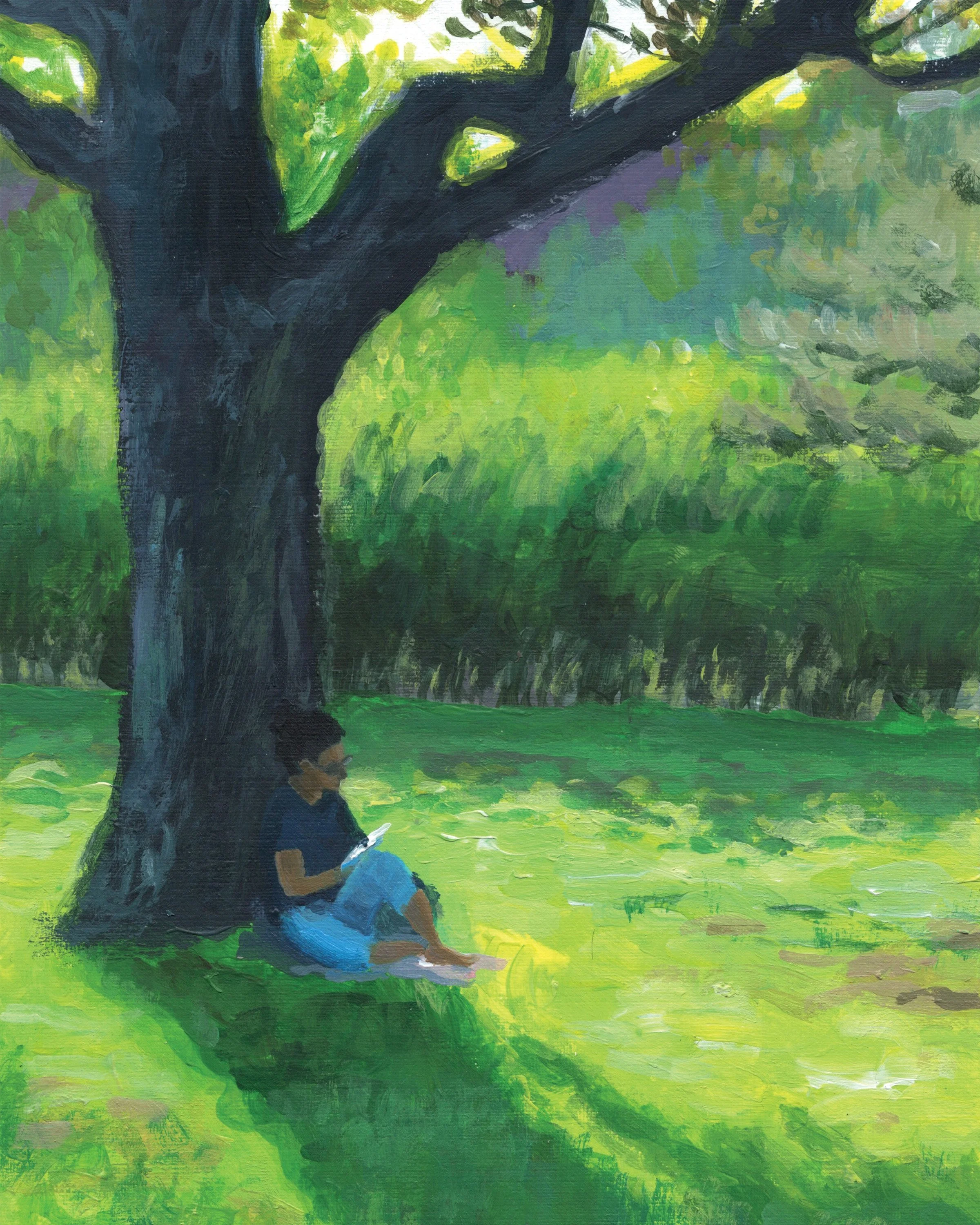 "Quiet Afternoon at Institute Park," Acrylic on canvas paper, 8"x10", 2026