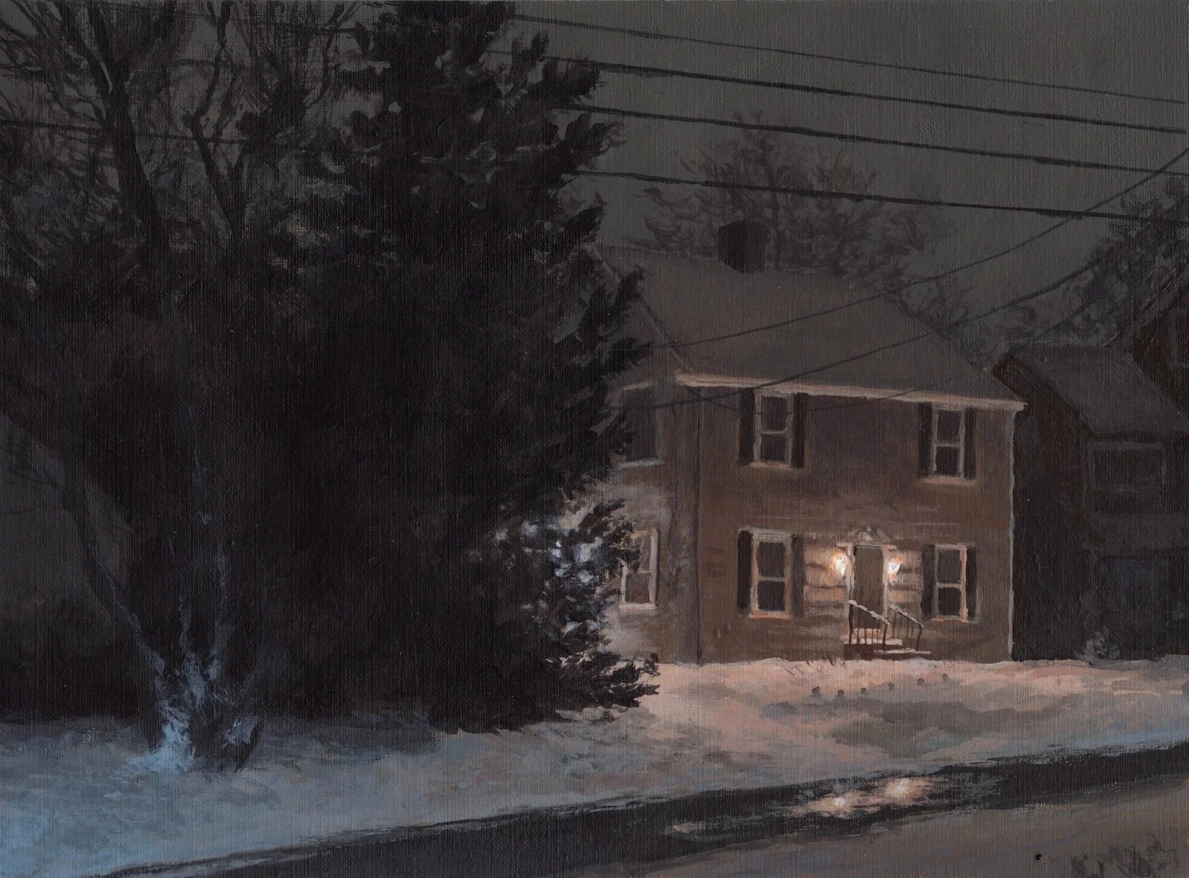 "Night on 15th Street," Acrylic on canvas paper, 9"x12", 2023