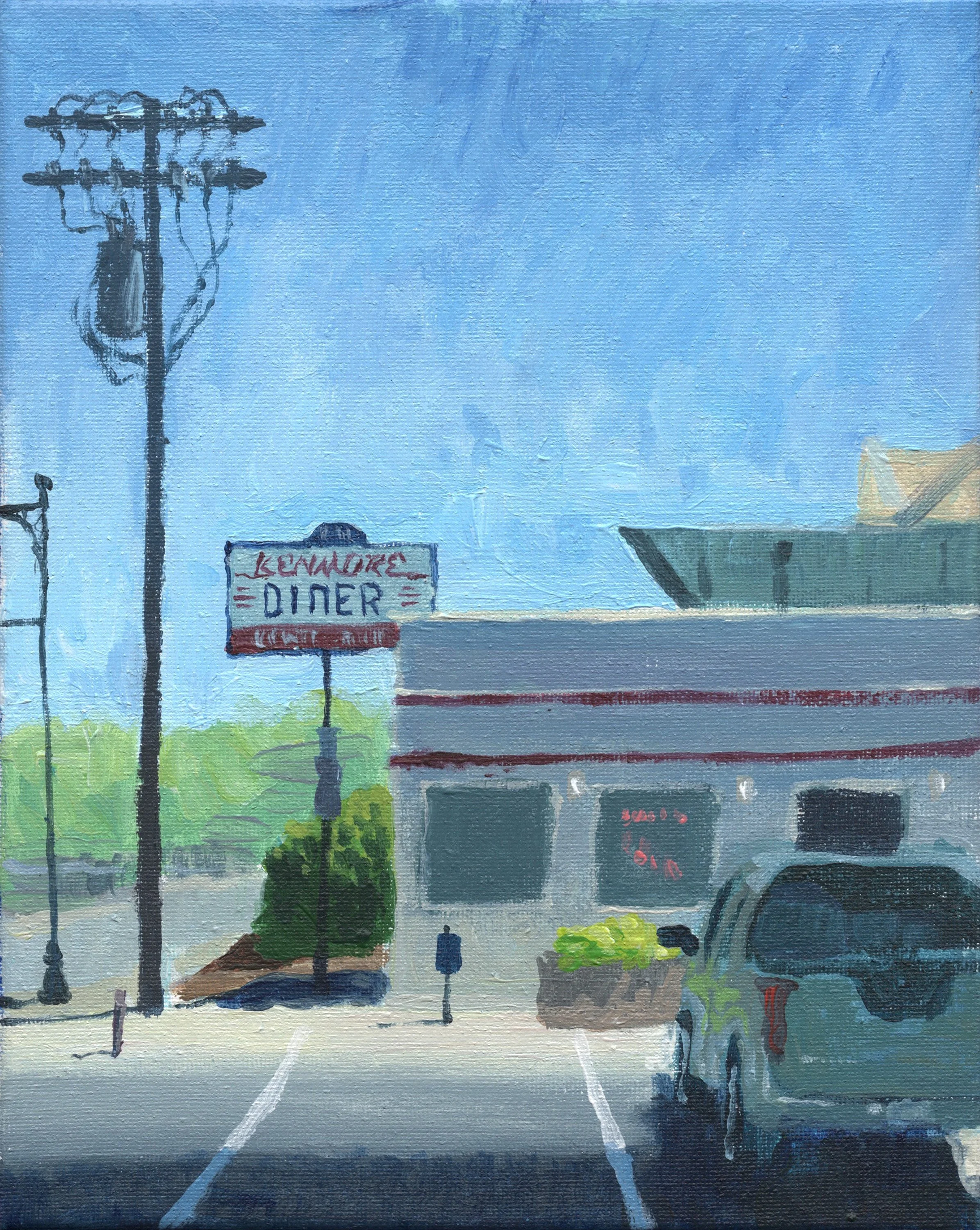 "Kenmore Diner," Acrylic on canvas, 8"x10", 2026