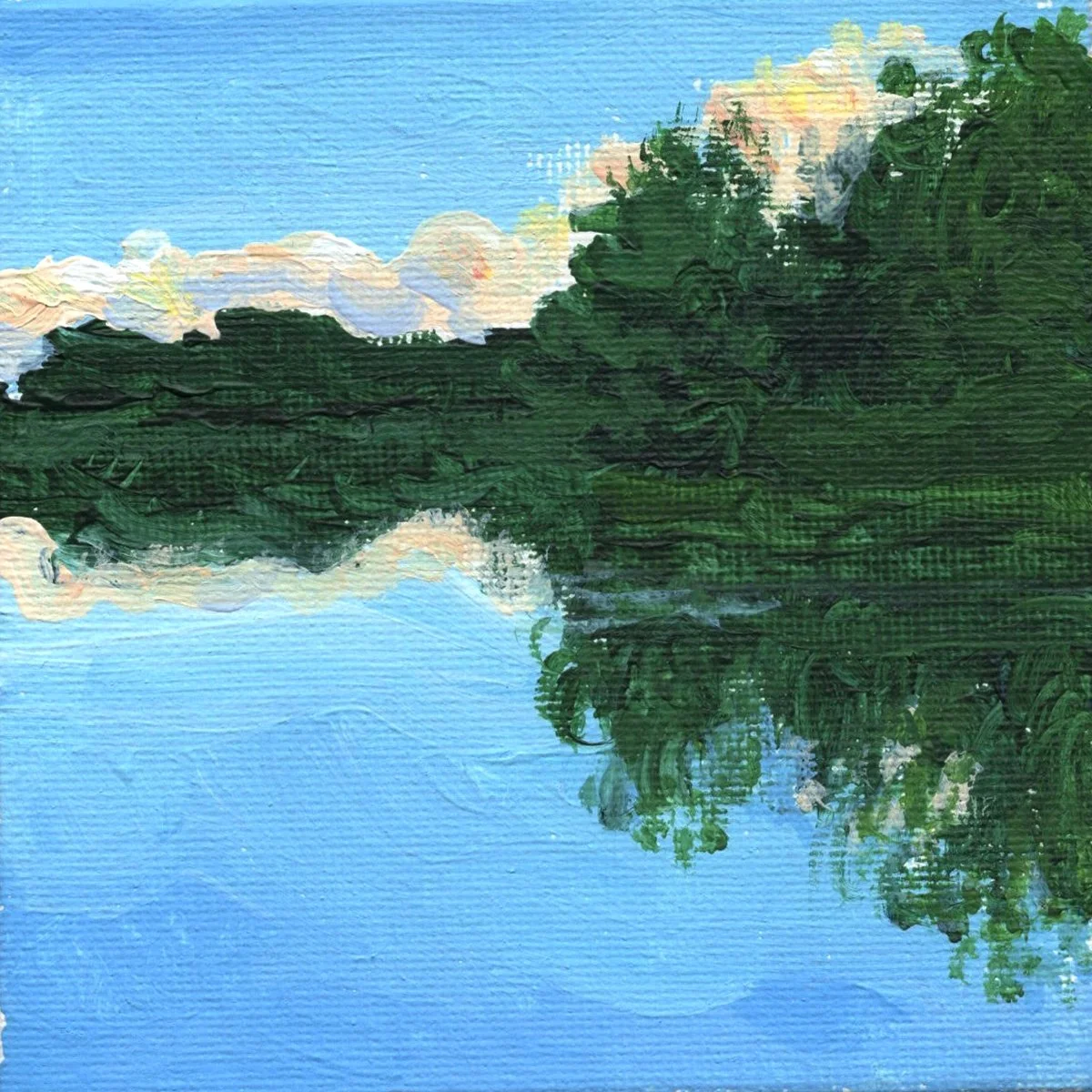 "Summer evening, Institute Park, study" Acrylic on canvas, 4"x4", 2025