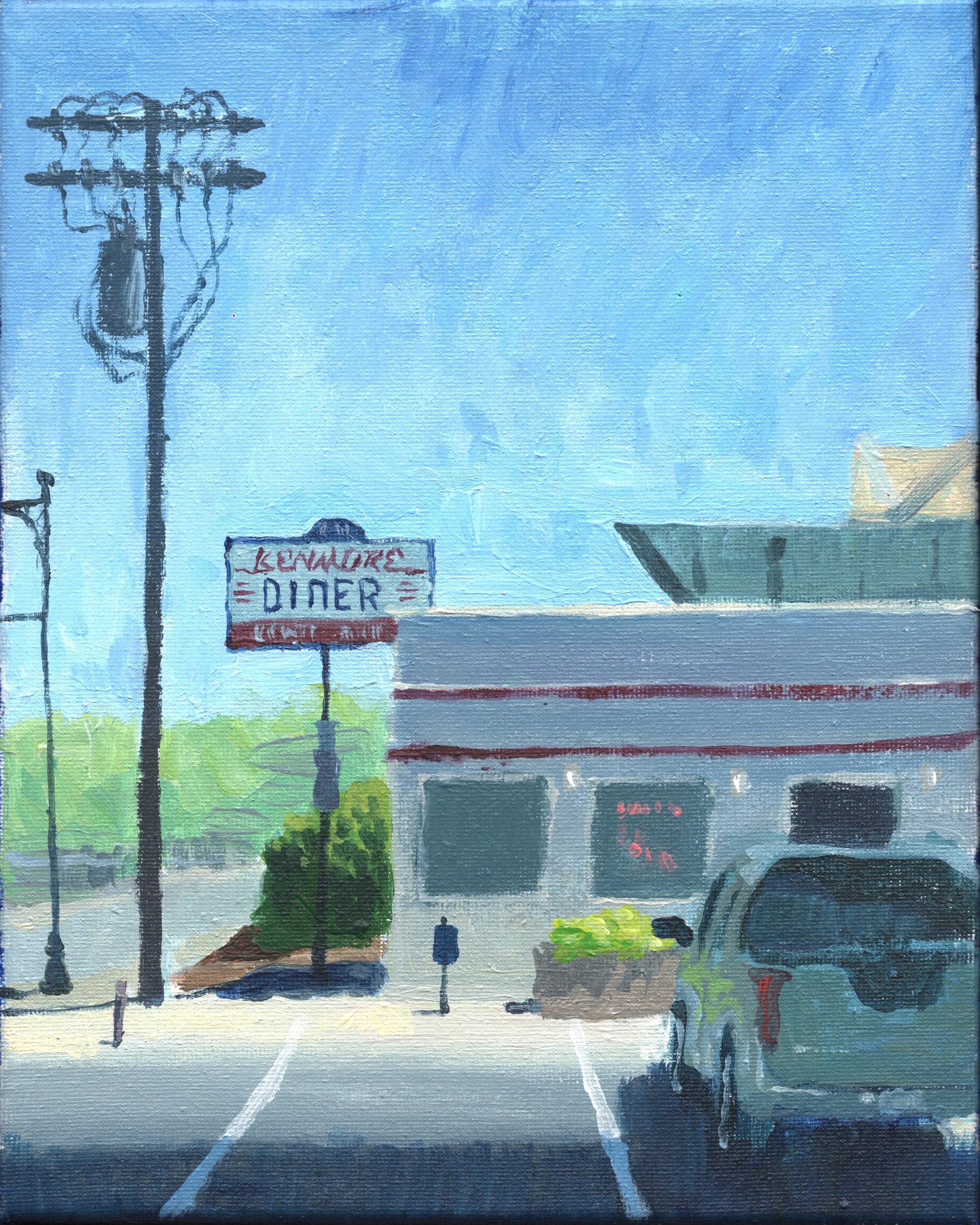 "Kenmore Diner," Acrylic on canvas, 8"x10", 2026