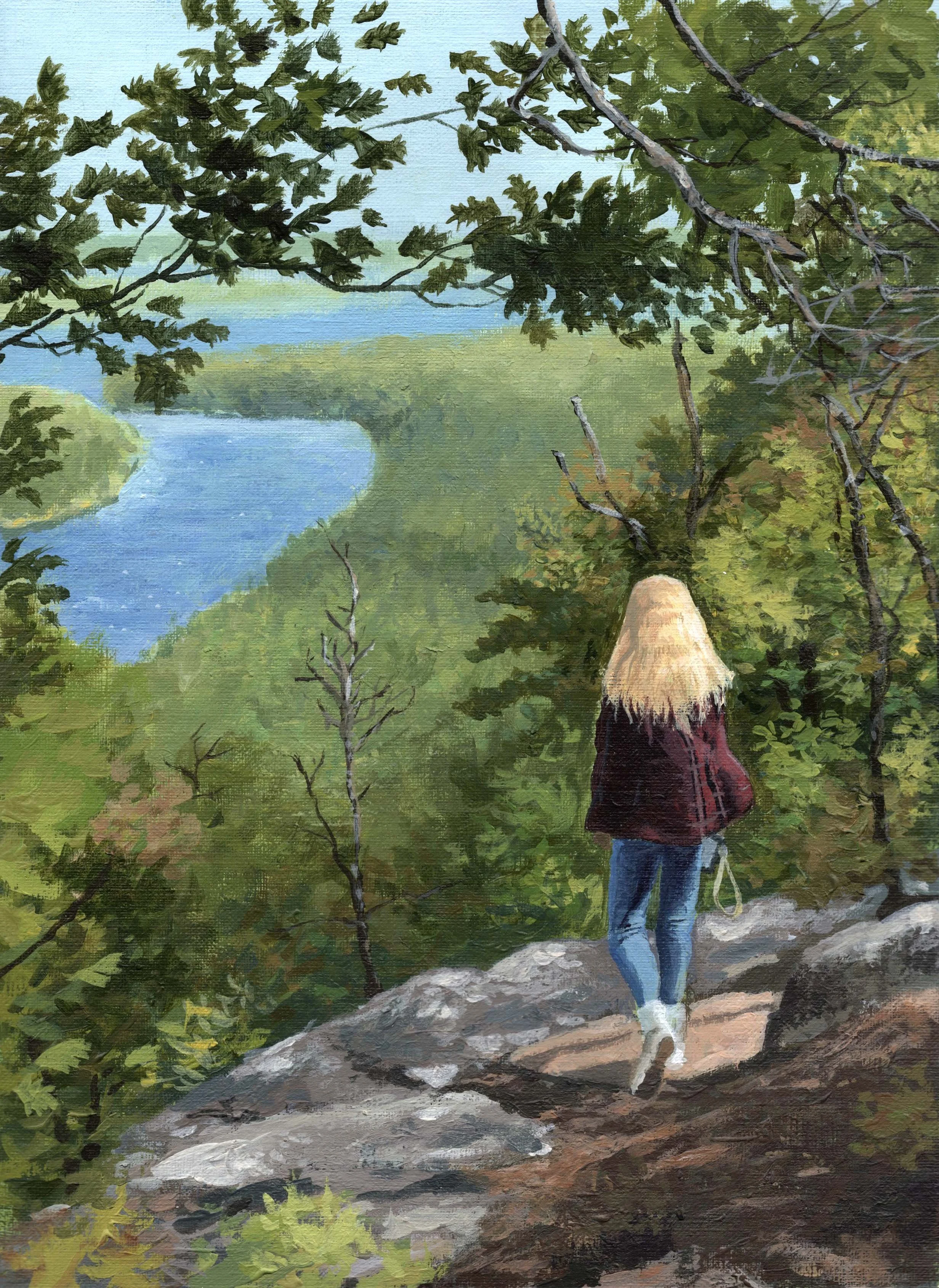 "On French Mountain," Acrylic on canvas paper, 9"x12", 2023