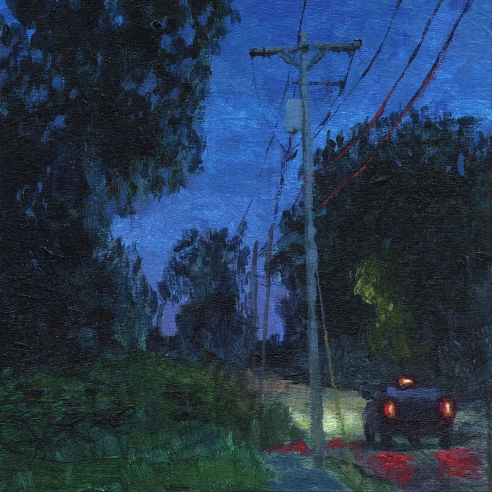 "Purple light, Grand View. Ave.", Acrylic on wood, 5.8"x5.8", 2026