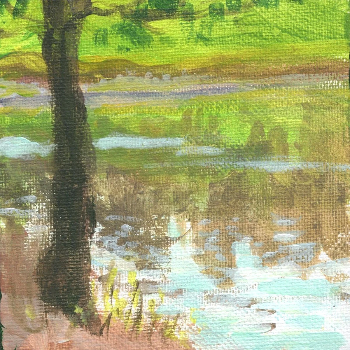 "Institute Park Study 6," Acrylic on canvas panel, 5"x7", 2026
