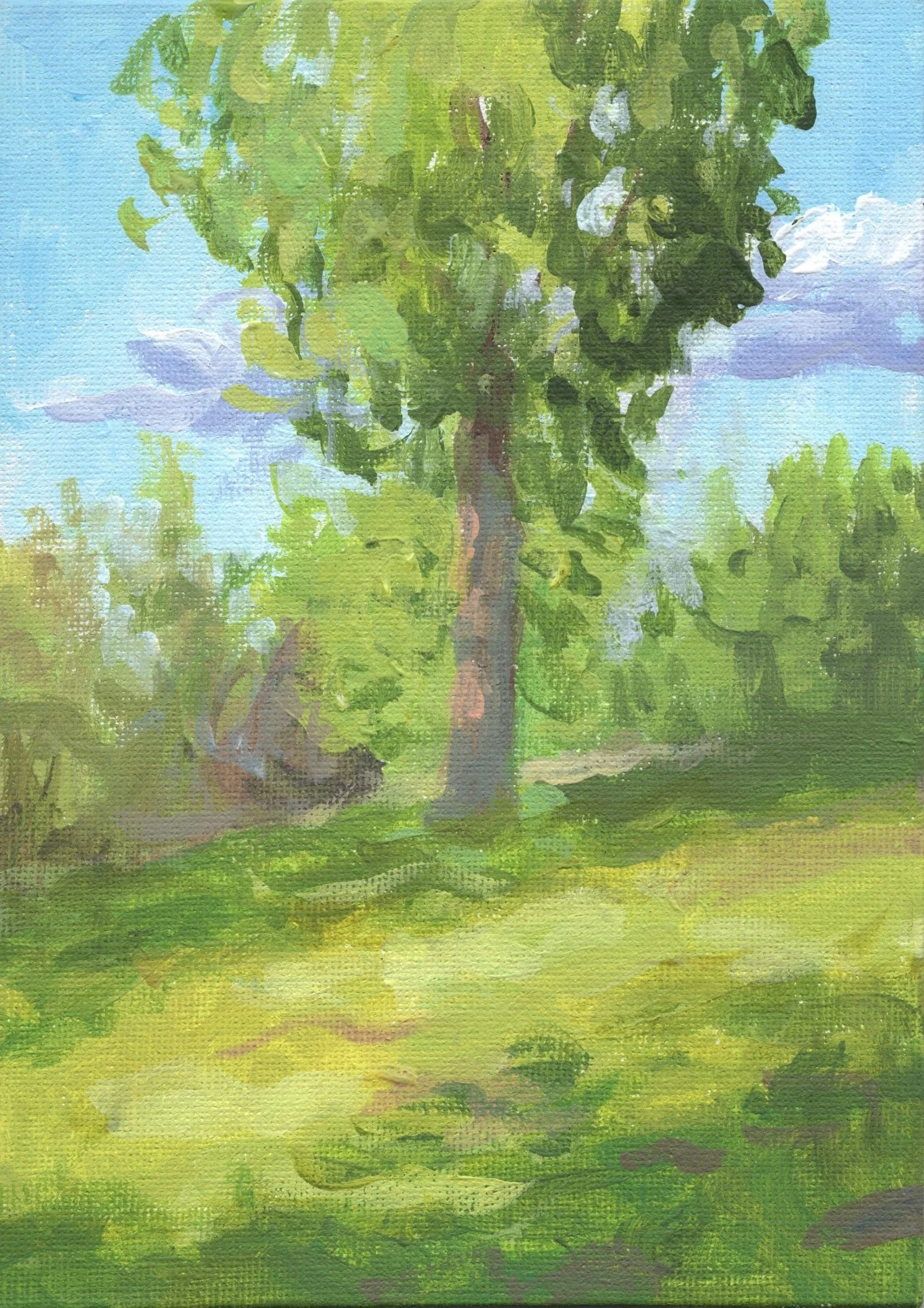 "Institute Park Study 1," Acrylic on canvas panel, 5"x7", 2026