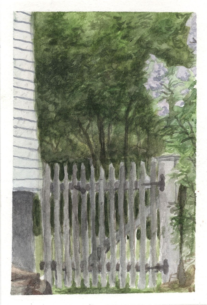 "Rainy Afternoon in Bangor," Watercolor on paper, 4"x6", 2022