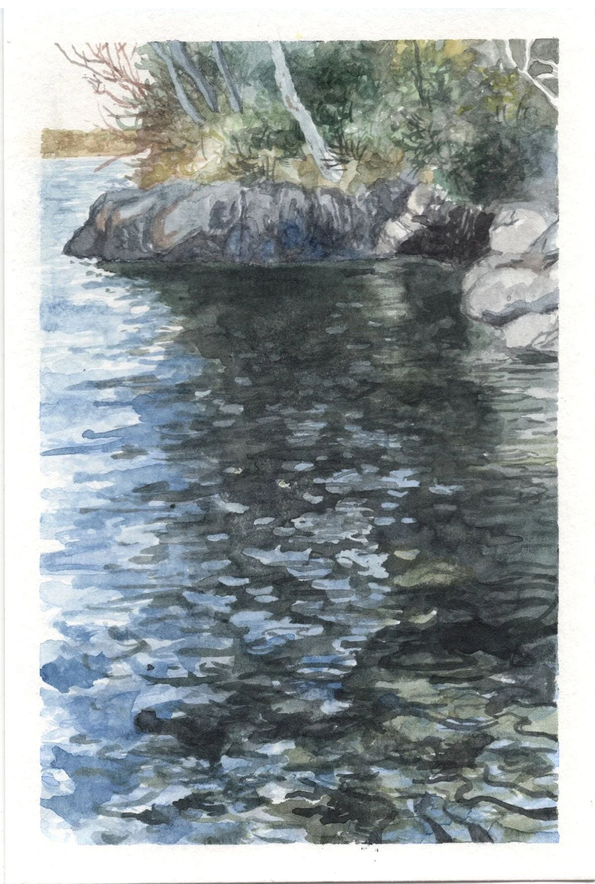 "Fort Point Reflections," Watercolor on paper, 4"x6", 2022