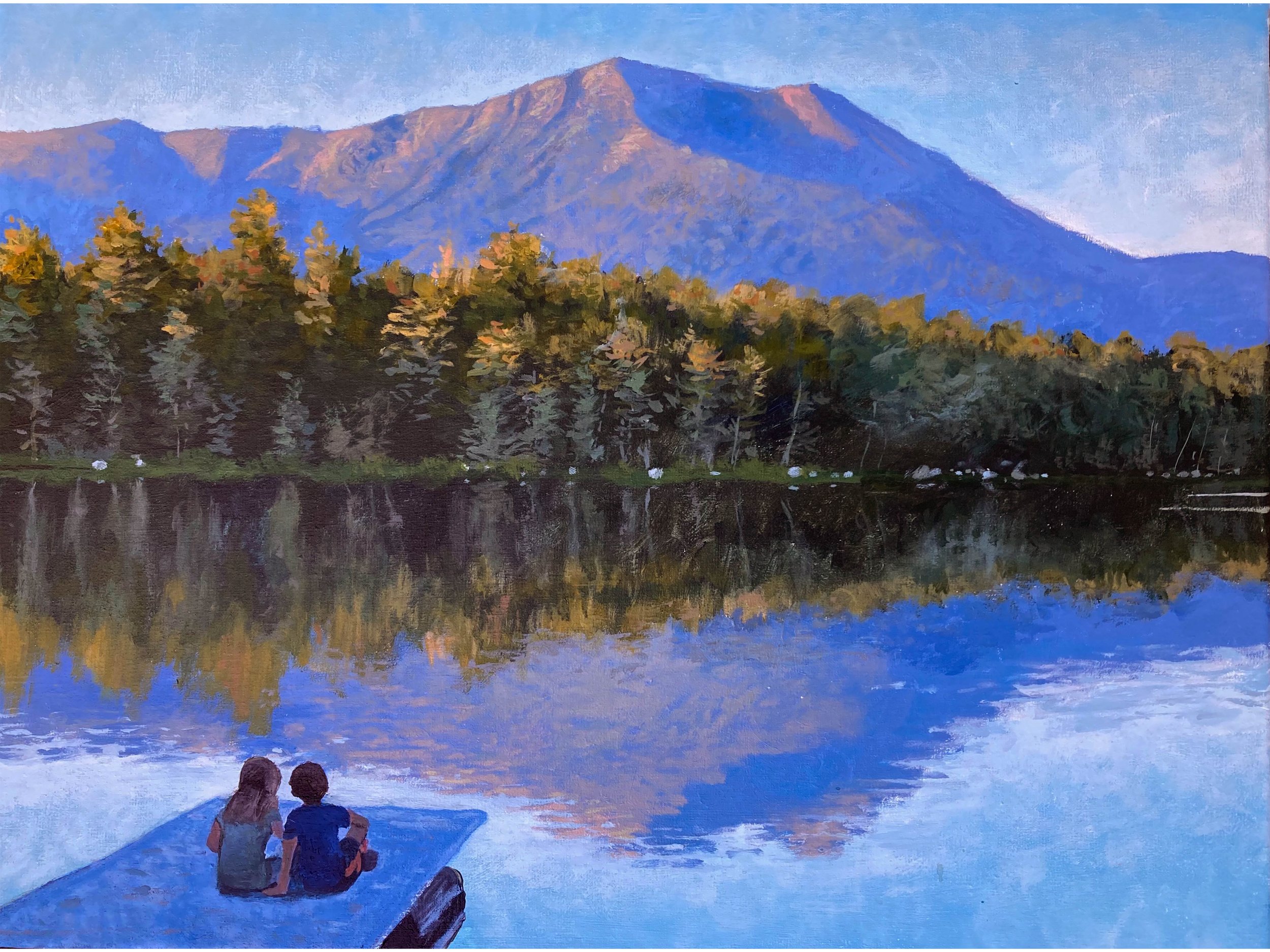 "Katahdin Reflections, Acrylic on canvas, 18"x24", 2023