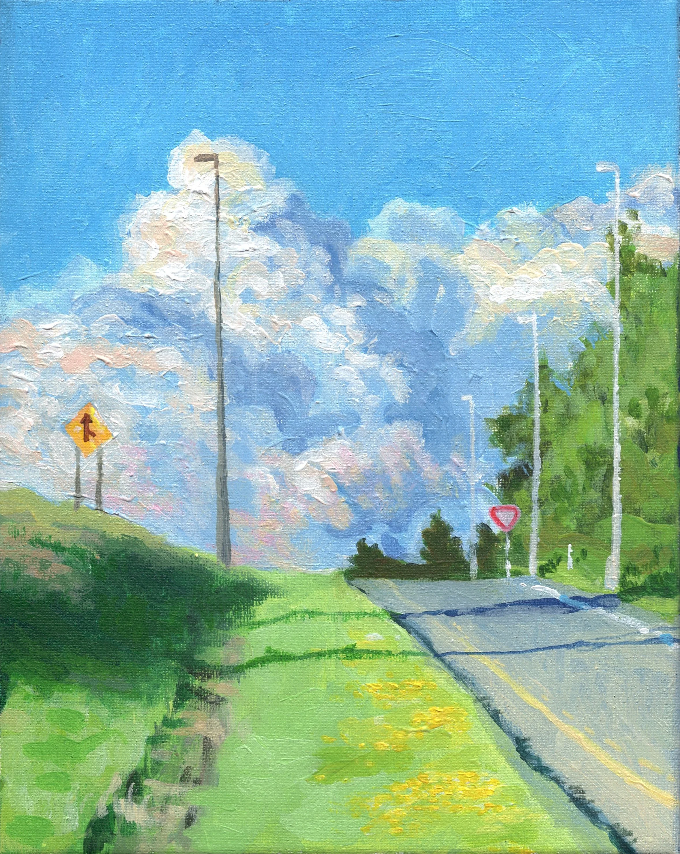 "On Ramp, Lincoln Street," Acrylic on canvas, 8"x10", 2026