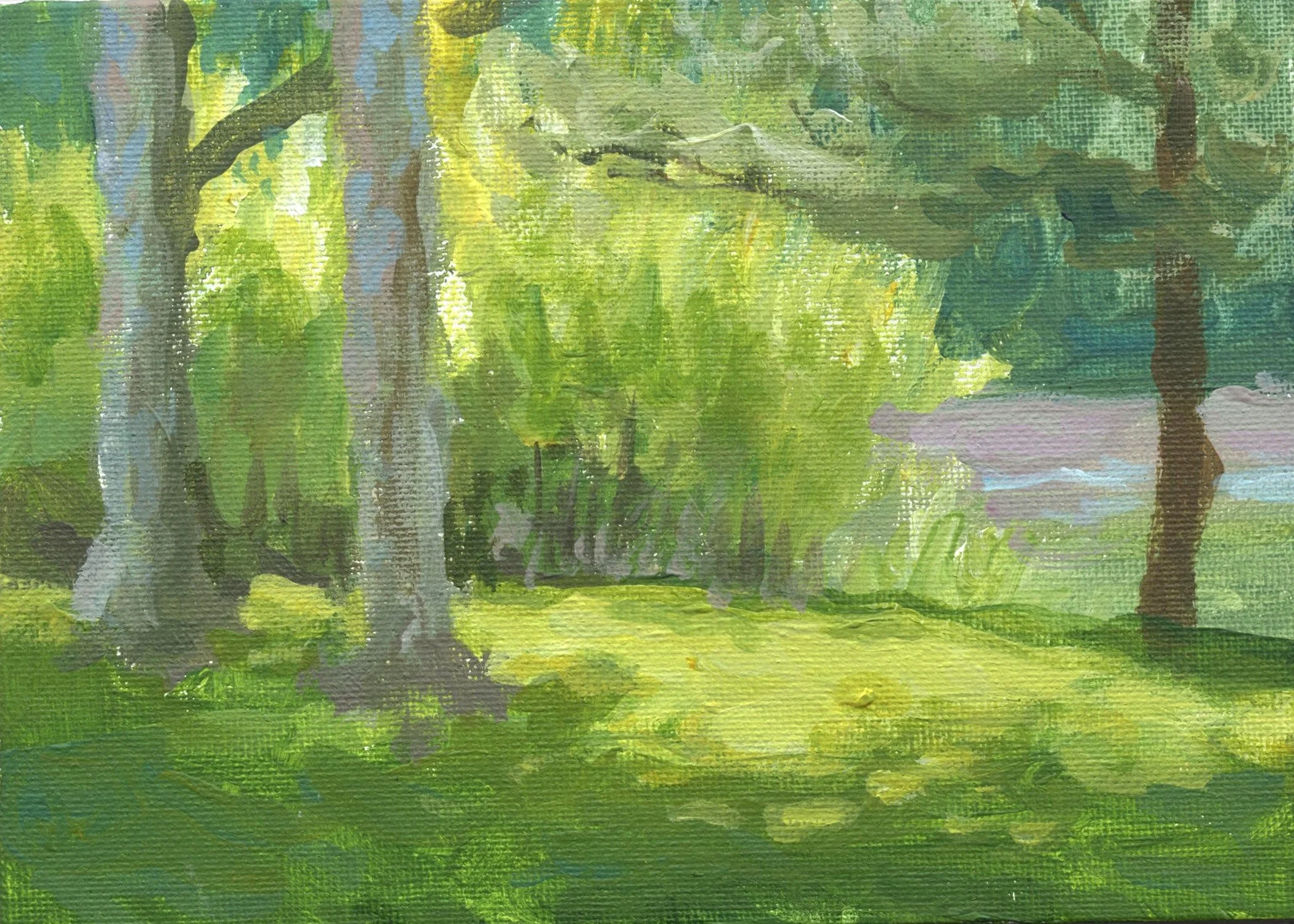 "Institute Park Study 5" Acrylic on canvas panel, 5"x7", 2026