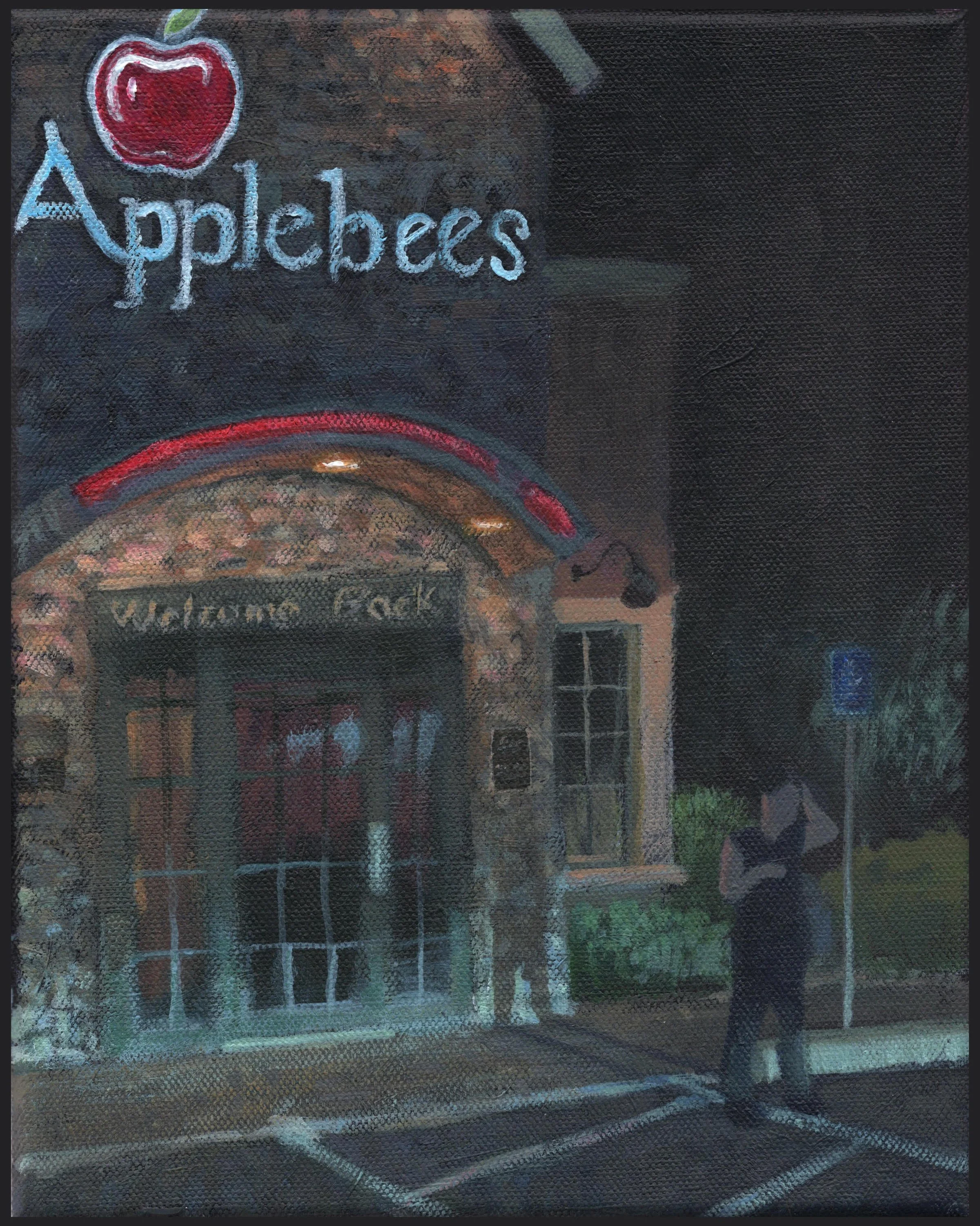 "Applebees, Park Ave," Acrylic on canvas, 8"x10", 2025