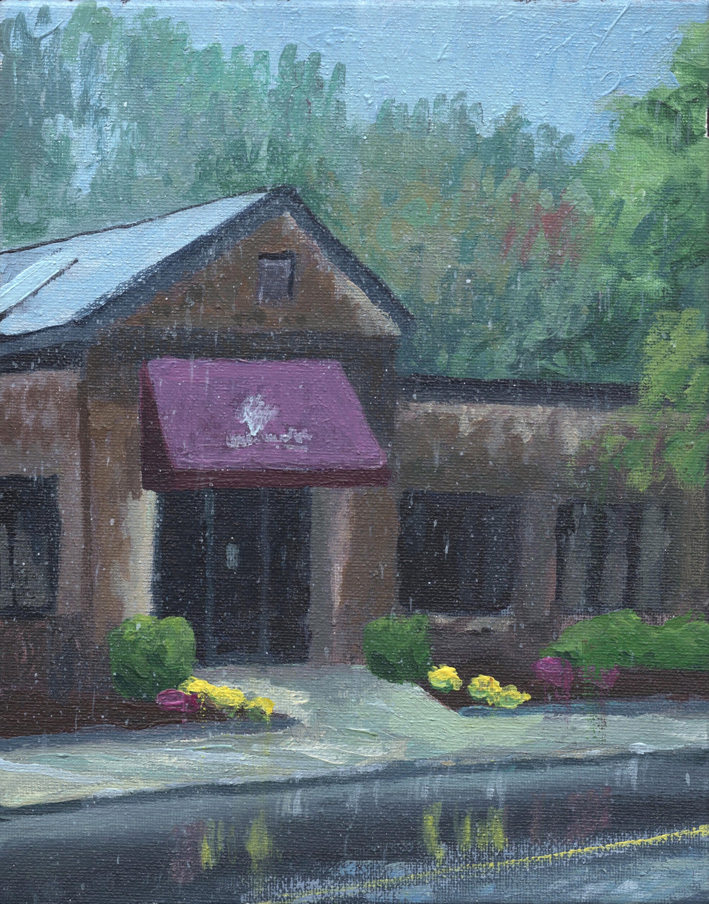 "Park Ave, rain," Acrylic on canvas, 8"x10", 2026