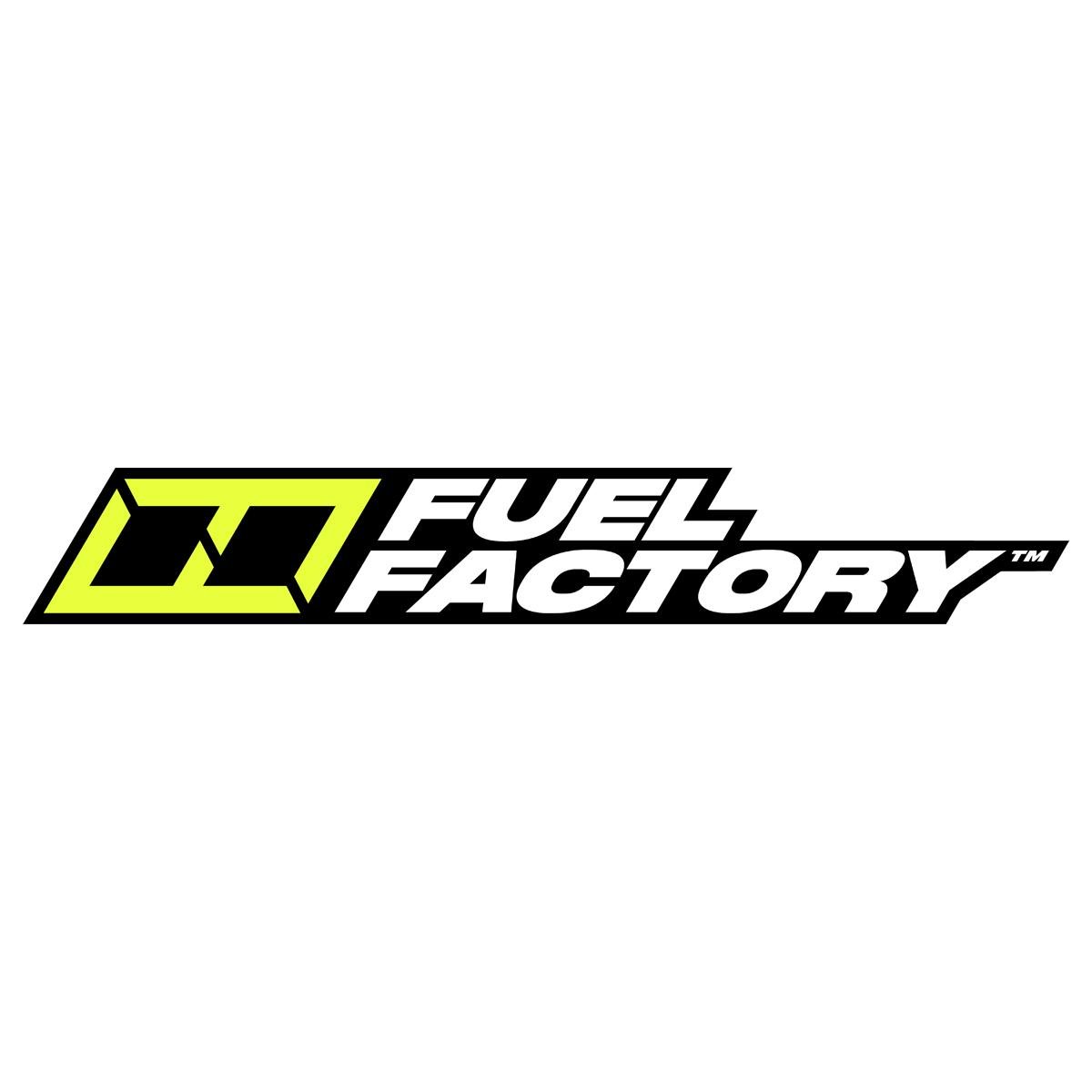 Logo for Fuel Factory featuring a yellow geometric design and bold black and white text.