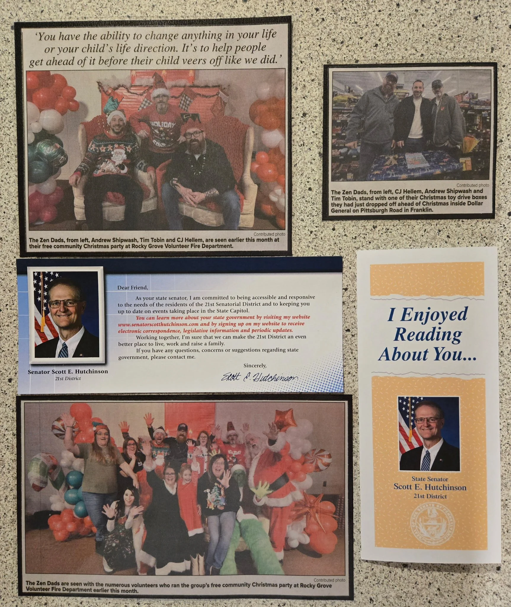 A gift from our State Senator Scott E. Hutchinson 21st District