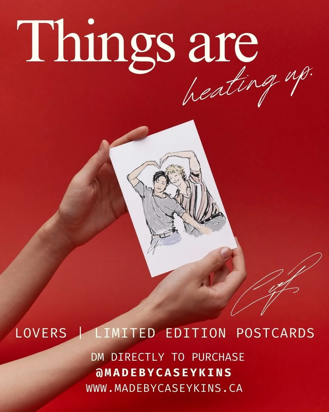 A special limited edition for all of the heated rivalry lovers ❤️&zwj;🔥 #fanart 

Digital Illustration &amp; Poster Packages available for purchase immediately at www.madebycaseykins.ca

Limited Edition Physical Postcards ready for shipping, DM to p