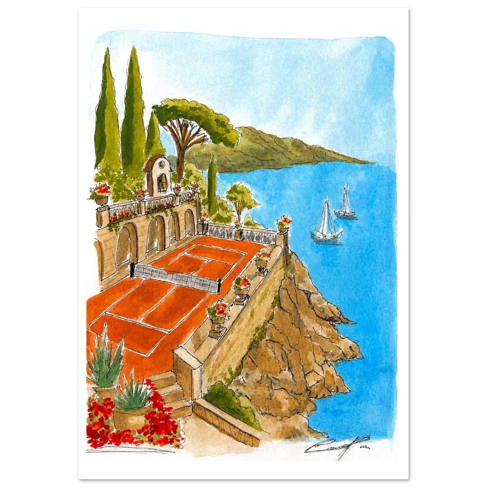 Match Made In Heaven | Fine Art Print | French Coastal Tennis Poster