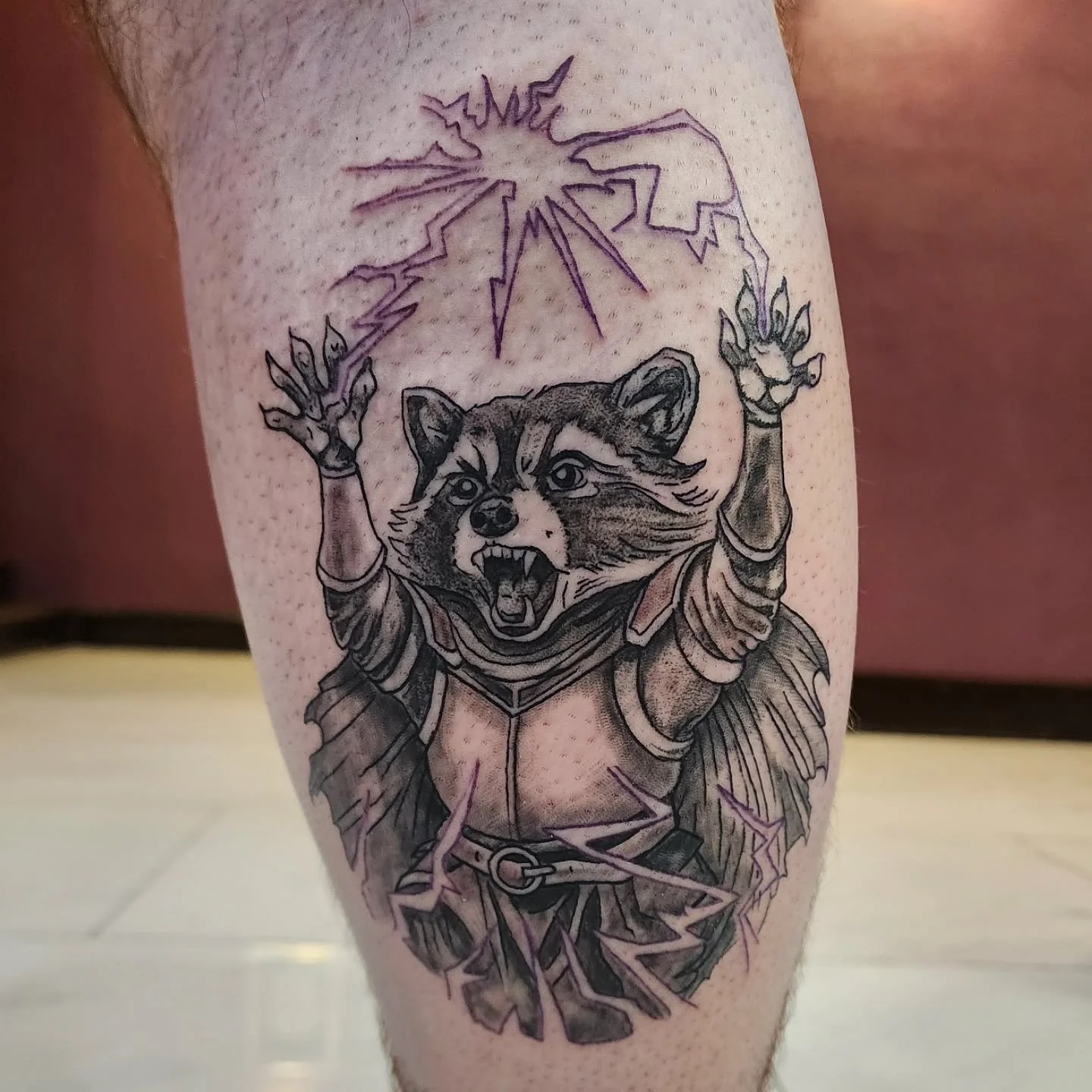 I'm super excited about this Eldritch Racoon on the incredibly sweet and trusting @brody_all3n⚡🦝 lol thank you for letting me torture you 😭 it's a work in progress, can't wait for our next session with you and beautiful @mackeyhollie22 🖤 thank y'a