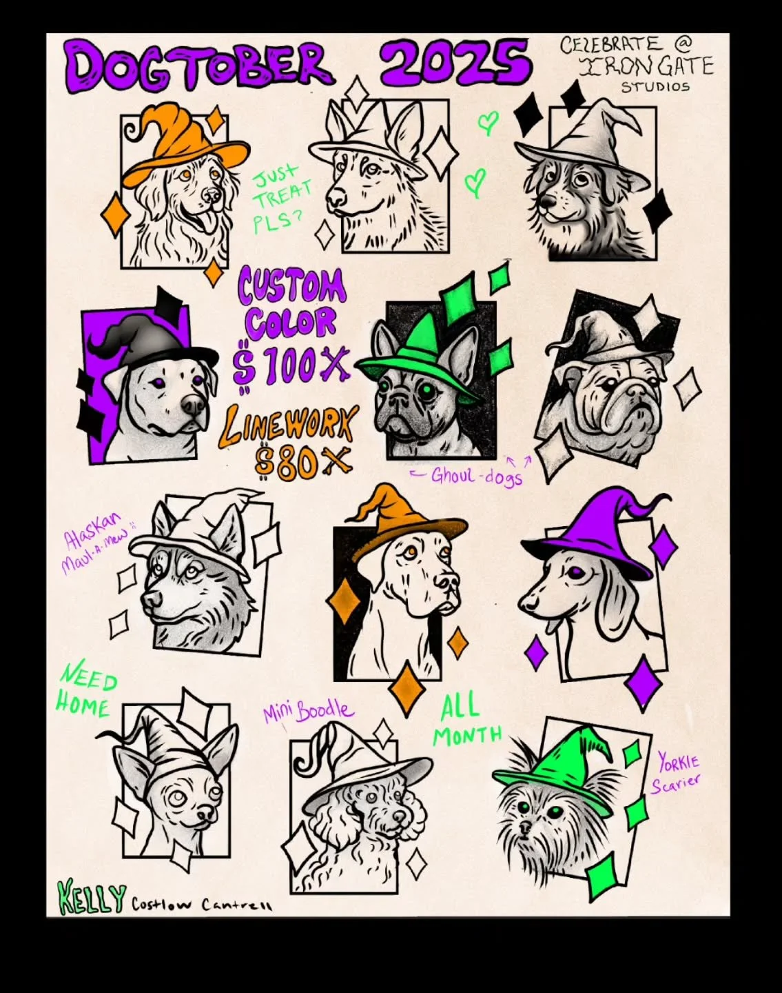 Love spooky season? Love tattoos? Love dogs?!!
Good news! These magic pups are ready for new furever homes! 🐾🪄 

〰️ $80 linework (with optional shading)
🎨 $100 color of your choice
All October!

Message me to schedule your spooky companion!
💸 $30