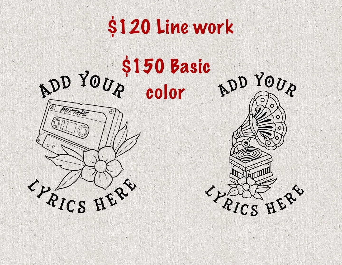 Hey everyone! Happy Monday!

@jedi_kelly and myself will be doing these designs this week in celebration of Record Store Day! You bring us your favorite lyrics from your favorite song and we will add them to the piece (max of 7 words). This is just t