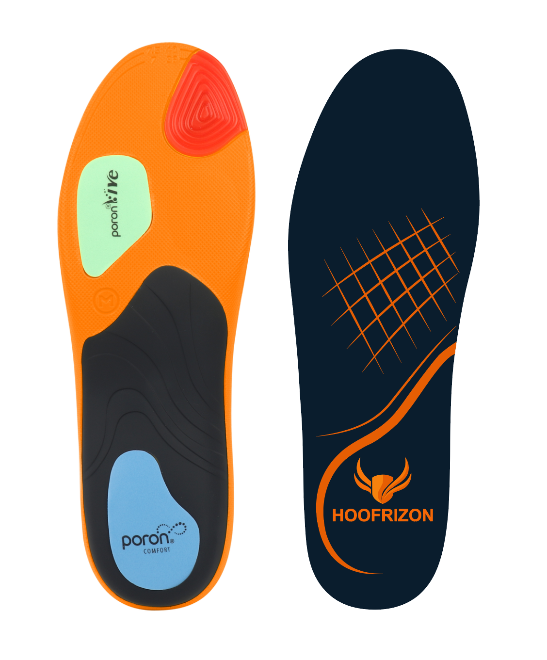 Hoofrizon performance insole with TPU arch support and Poron cushioning.